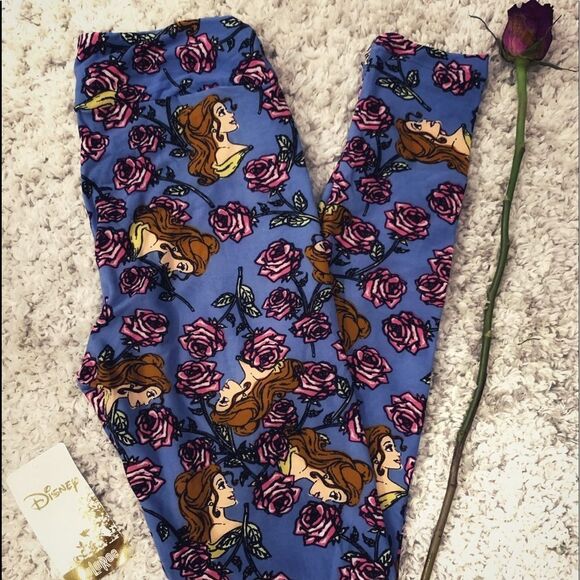 Vintage LuLaRoe Disney Beauty & The Beast LLR Leggings OS RARE - Picture 2 of 3